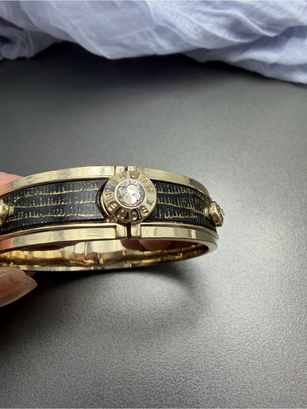 Henri Bendel Hinged Cuff Leather Bracelet #444BR